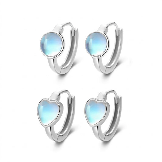 Arracadas con Piedra Luna Corazón o Círculo