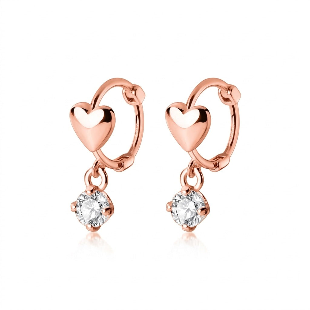 Arracadas Corazón con Zirconias en Tres Tonos