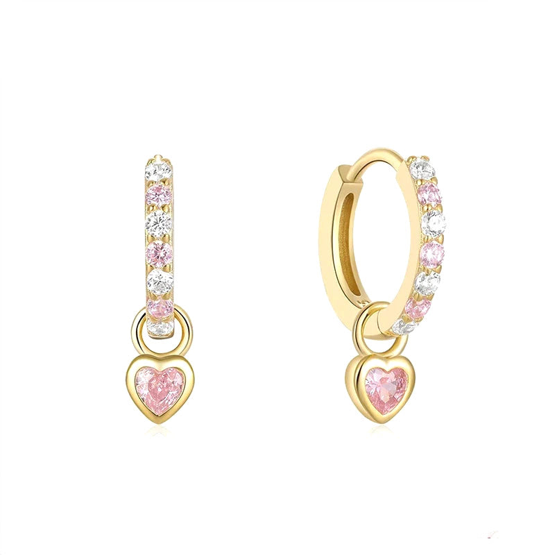 Arracadas Corazón de Color con Zirconia