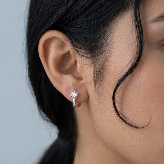 Arracadas Redondas con Zirconia Blanca o Verde