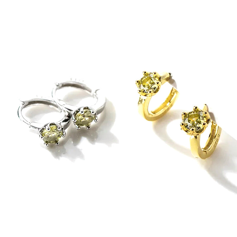 Arracadas Redondas con Zirconia Blanca o Verde
