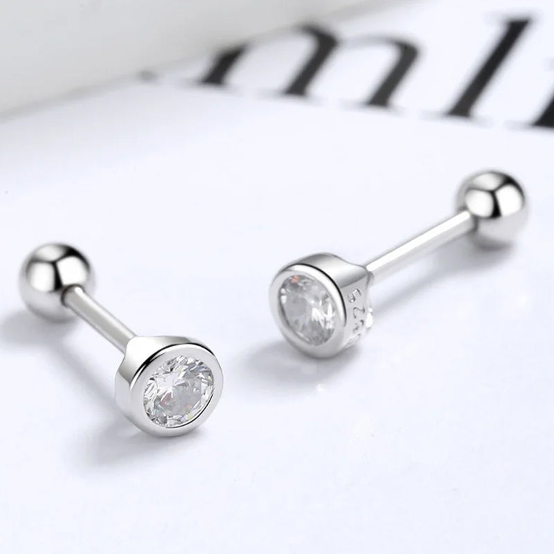 Aretes Zirconia Redonda con Rosca