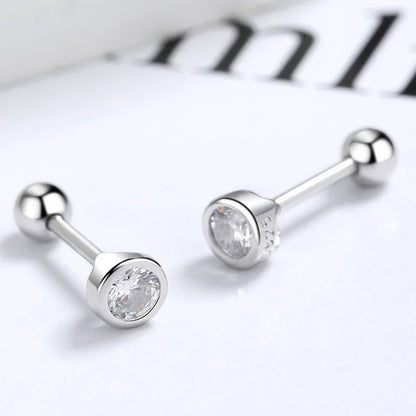Aretes Zirconia Redonda con Rosca