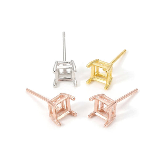 Base Cuadrada para Aretes con Cuatro Garras