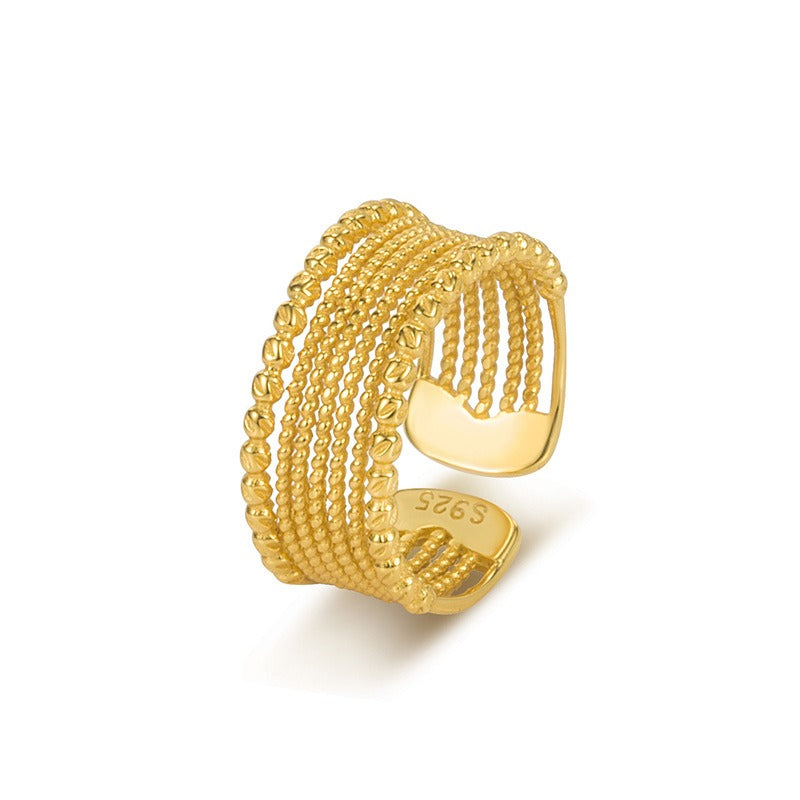 Anillo Ancho Tejido Ajustable