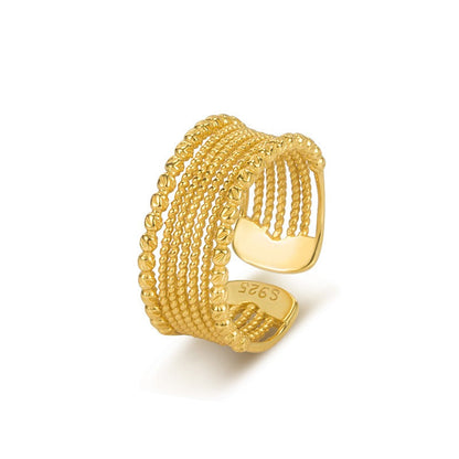 Anillo Ancho Tejido Ajustable