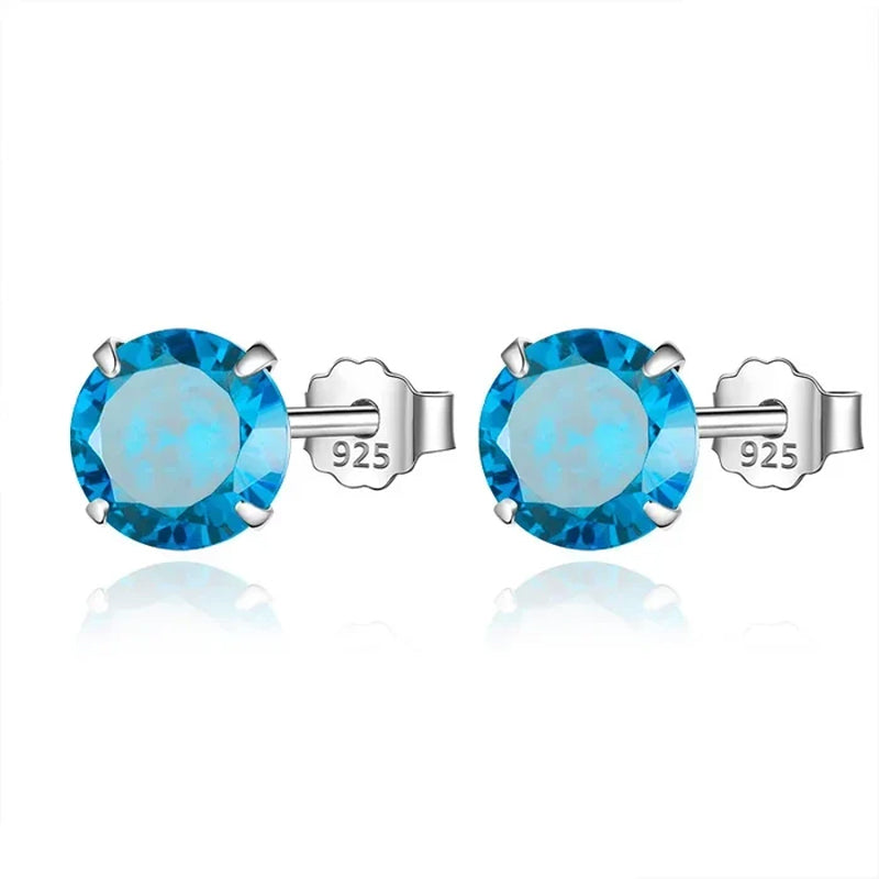 Aretes Zirconia Redonda de Colores