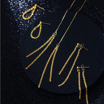 Aretes Estrella con Cadena Colgante
