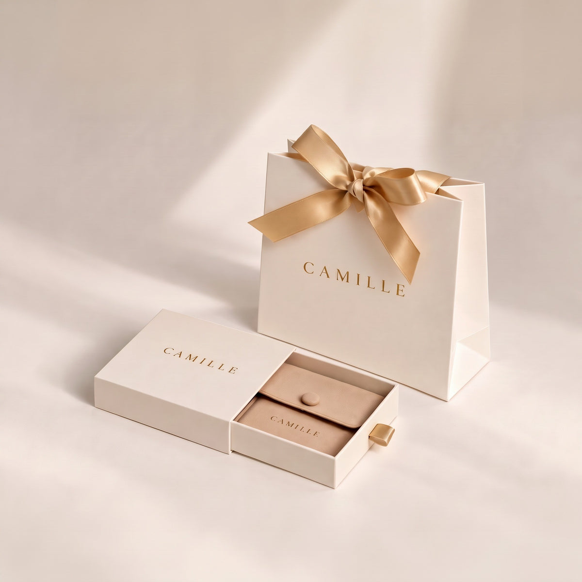 Así llega tu pedido: bolsa, caja y pouch Camille