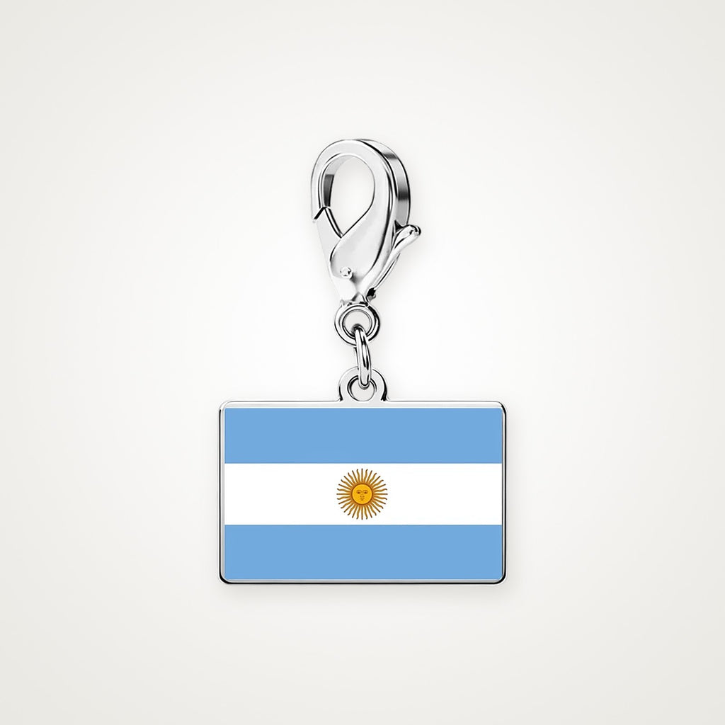 Charm Bandera de Argentina plateado con broche de langosta