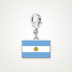 Charm Bandera de Argentina plateado con broche de langosta