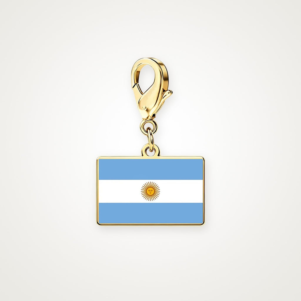 Charm Bandera de Argentina dorado con broche de langosta