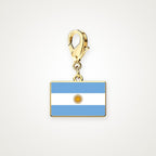Charm Bandera de Argentina dorado con broche de langosta