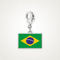 Charm Bandera de Brasil plateado con broche de langosta
