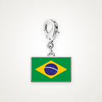 Charm Bandera de Brasil plateado con broche de langosta