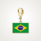 Charm Bandera de Brasil dorado con broche de langosta