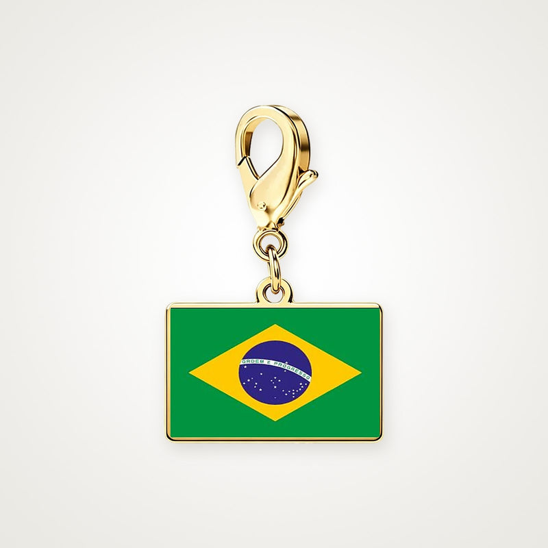 Charm Bandera de Brasil dorado