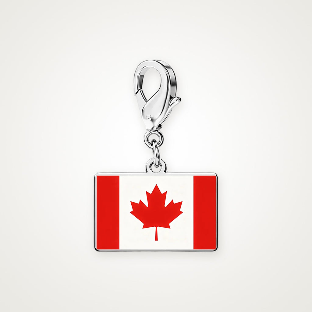 Charm Bandera de Canadá plateado con broche de langosta