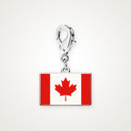 Charm Bandera de Canadá plateado con broche de langosta