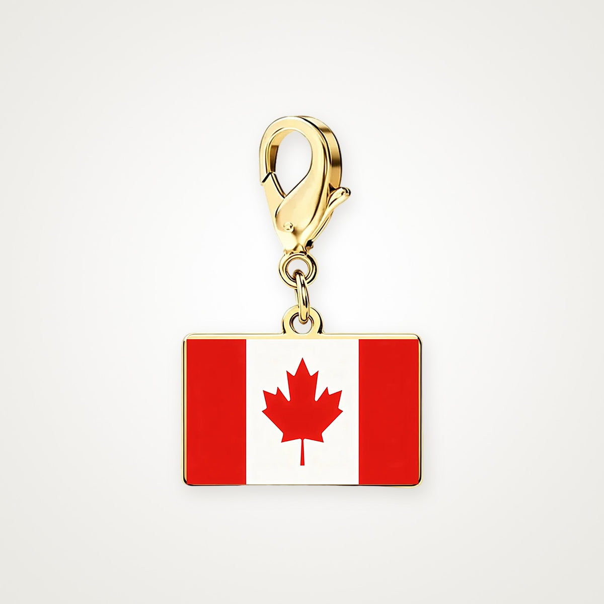 Charm Bandera de Canadá dorado con broche de langosta