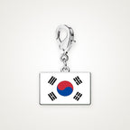 Charm Bandera de Corea del Sur plateado con broche de langosta