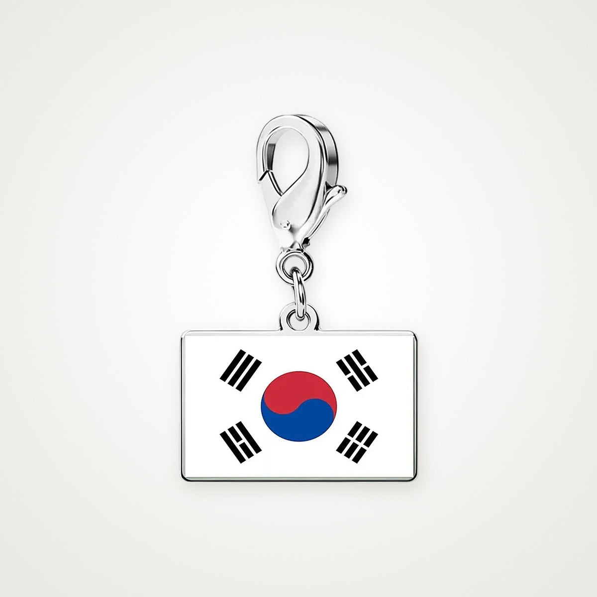 Charm Bandera de Corea del Sur plateado con broche de langosta