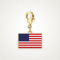 Charm Bandera de Estados Unidos dorado con broche de langosta