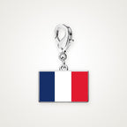 Charm Bandera de Francia plateado con broche de langosta