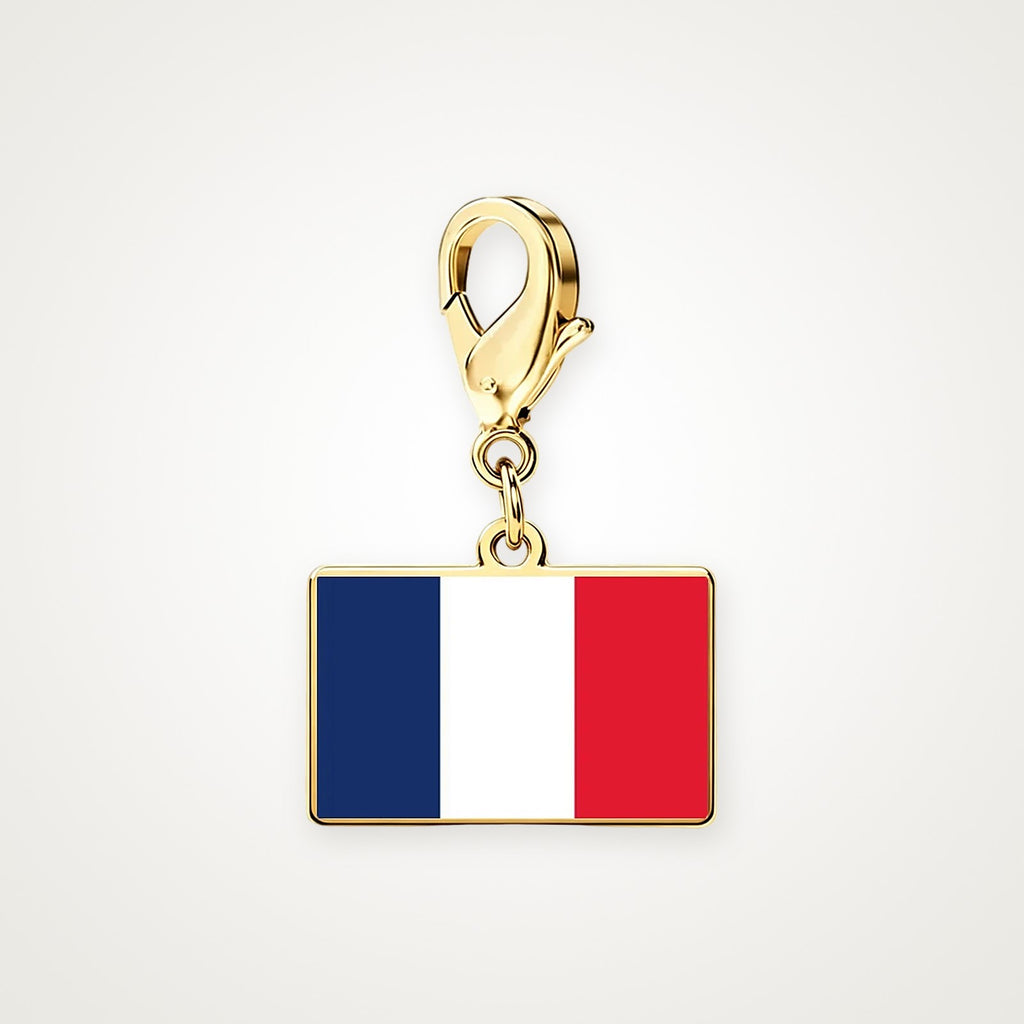 Charm Bandera de Francia dorado con broche de langosta