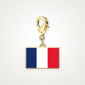 Charm Bandera de Francia dorado con broche de langosta