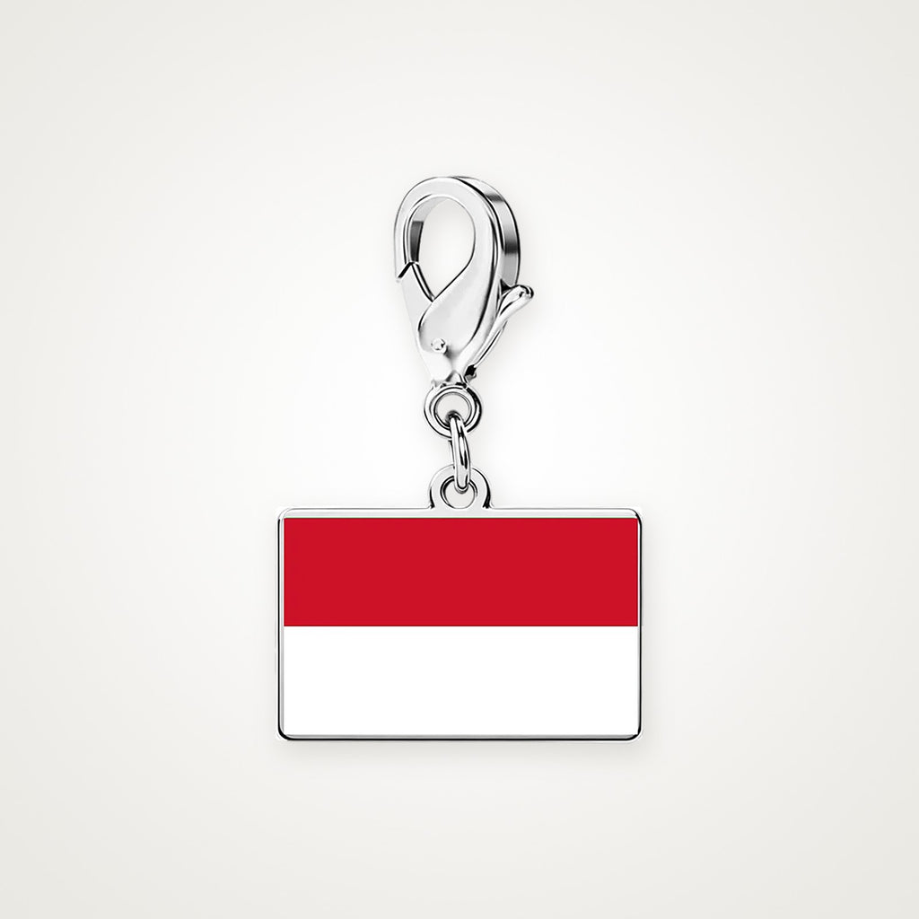 Charm Bandera de Indonesia plateado con broche de langosta