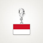 Charm Bandera de Indonesia plateado con broche de langosta