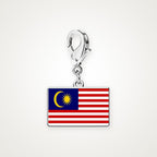 Charm Bandera de Malasia plateado con broche de langosta