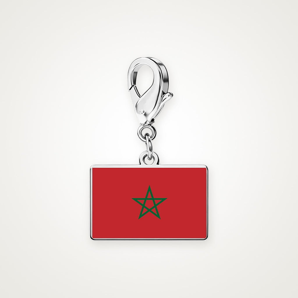 Charm Bandera de Marruecos plateado con broche de langosta