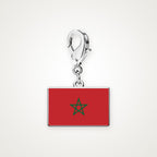 Charm Bandera de Marruecos plateado con broche de langosta
