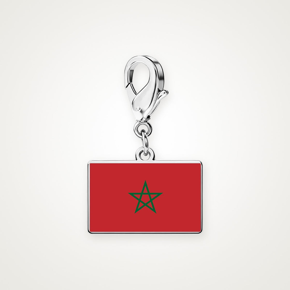 Charm Bandera de Marruecos plateado con broche de langosta