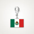 Charm Bandera de México plateado con broche de langosta