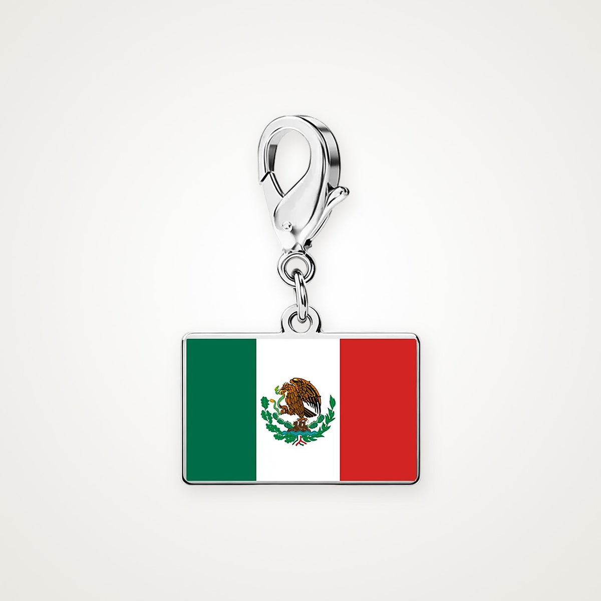 Charm Bandera de México plateado con broche de langosta