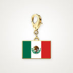 Charm Bandera de México dorado con broche de langosta