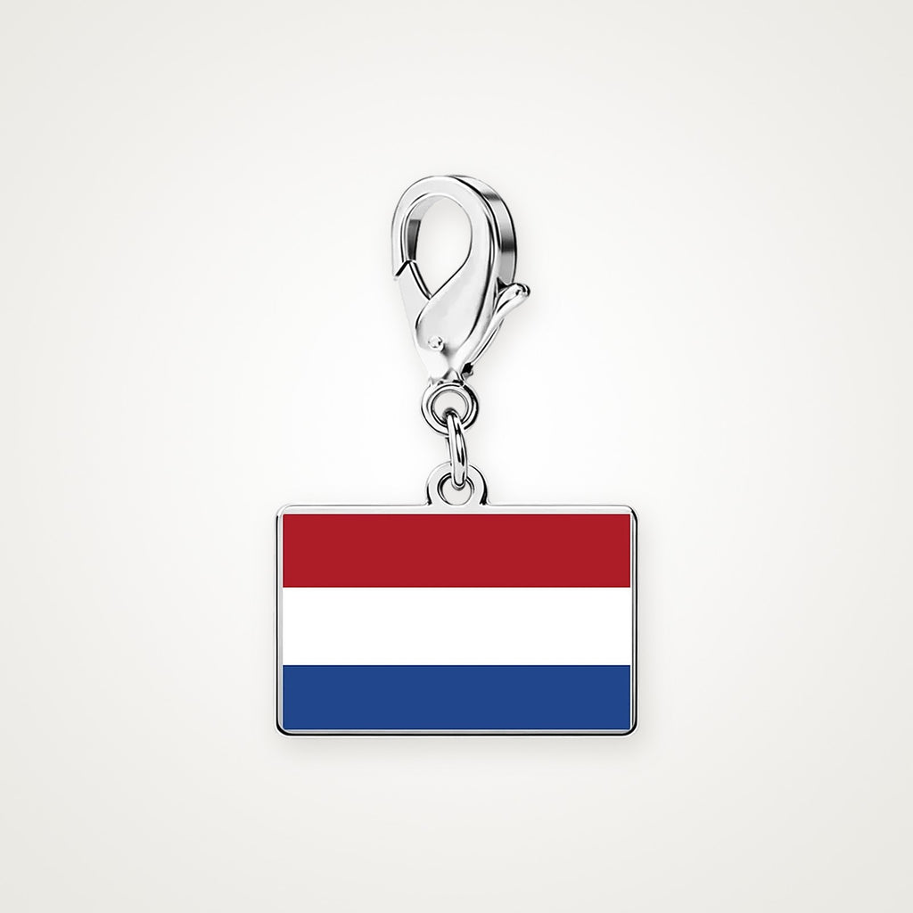 Charm Bandera de los Países Bajos plateado con broche de langosta