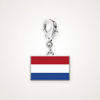 Charm Bandera de los Países Bajos plateado con broche de langosta