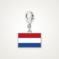 Charm Bandera de los Países Bajos plateado con broche de langosta