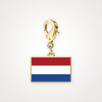 Charm Bandera de los Países Bajos dorado con broche de langosta