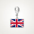 Charm Bandera del Reino Unido plateado con broche de langosta