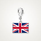 Charm Bandera del Reino Unido plateado con broche de langosta