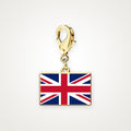 Charm Bandera del Reino Unido dorado con broche de langosta