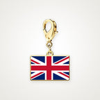 Charm Bandera del Reino Unido dorado con broche de langosta