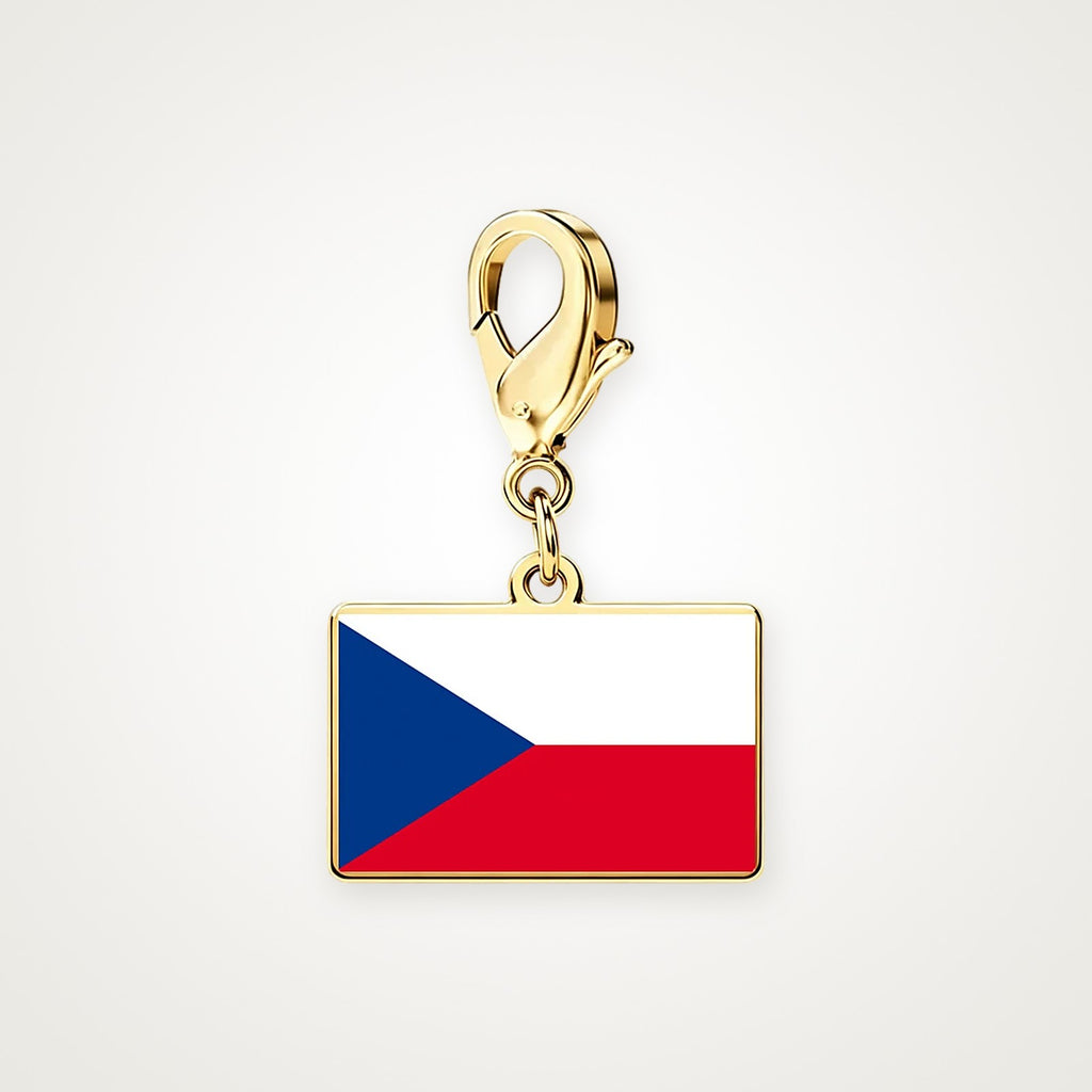 Charm Bandera de la República Checa dorado con broche de langosta