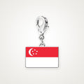 Charm Bandera de Singapur plateado con broche de langosta