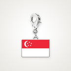 Charm Bandera de Singapur plateado con broche de langosta